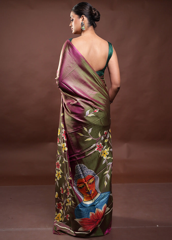 Green Pure Bishnupuri Silk Saree Without Blouse Piece