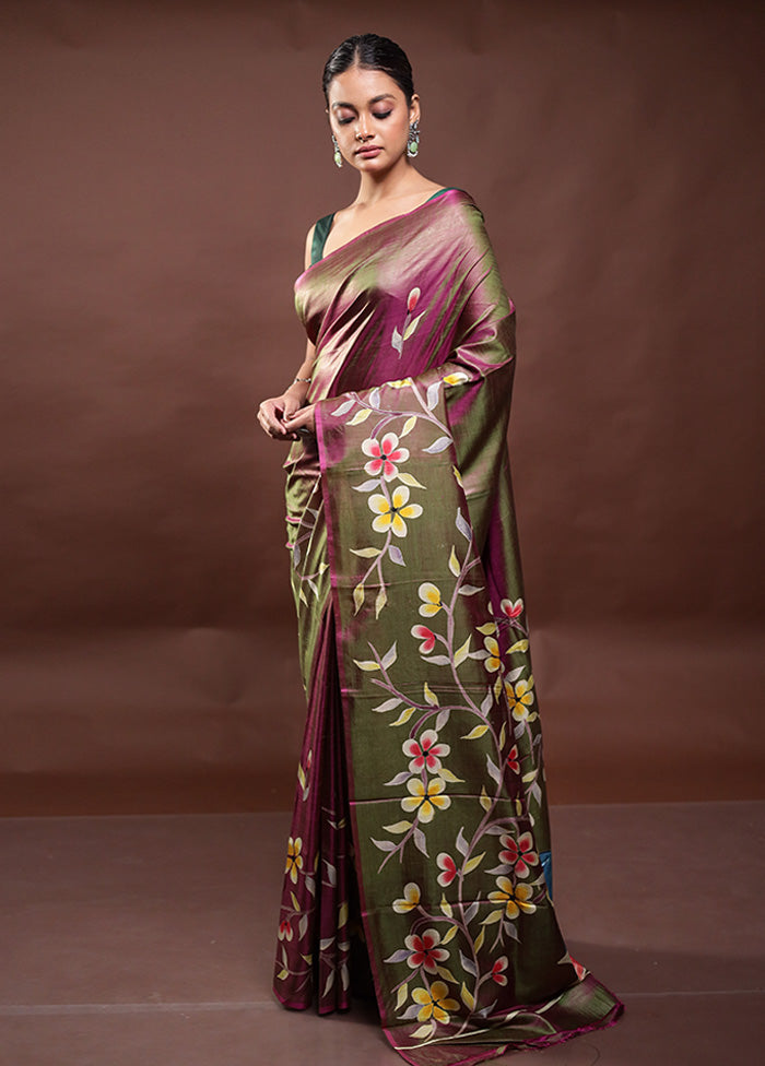 Green Pure Bishnupuri Silk Saree Without Blouse Piece