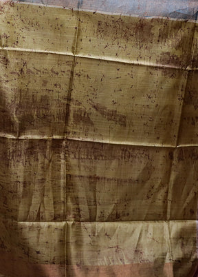 Purple Handloom Tussar Pure Silk Saree With Blouse Piece