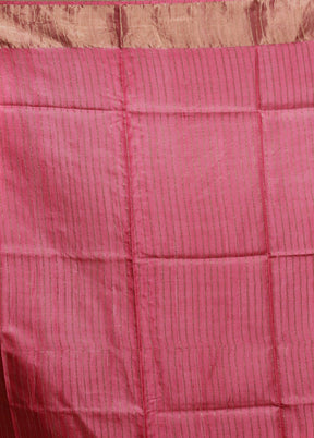 Pink Tussar Silk Saree With Blouse Piece