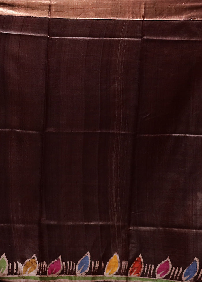 Brown Tussar Silk Saree With Blouse Piece