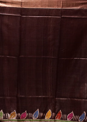 Brown Tussar Silk Saree With Blouse Piece