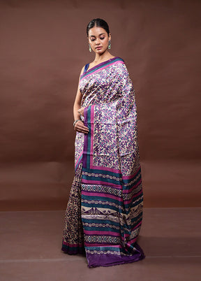 Multicolor Handloom Tussar Pure Silk Saree With Blouse Piece