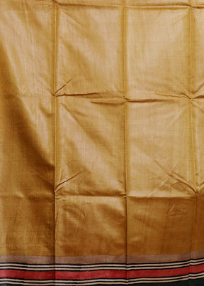 Cream Handloom Tussar Pure Silk Saree With Blouse Piece