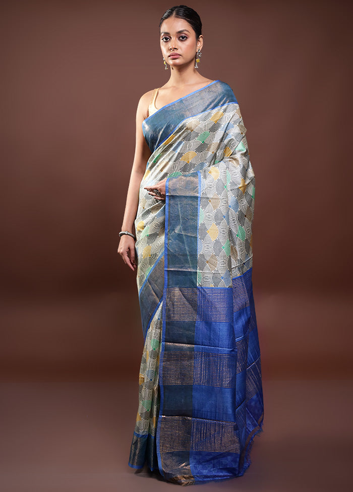 Multicolor Tussar Silk Saree With Blouse Piece