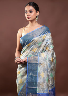 Multicolor Tussar Silk Saree With Blouse Piece