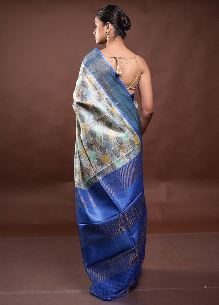 Multicolor Tussar Silk Saree With Blouse Piece