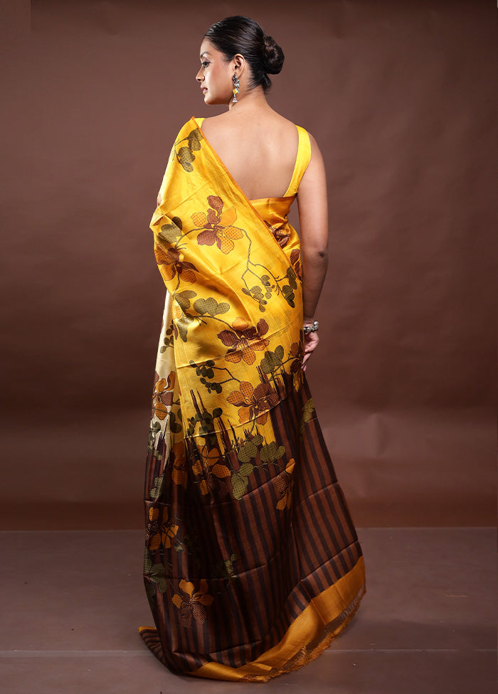 Multicolor Printed Pure Silk Saree Without Blouse Piece