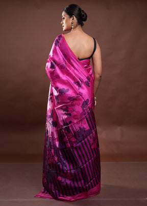 Pink Printed Pure Silk Saree Without Blouse Piece