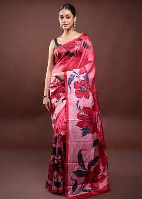 Multicolor Printed Pure Silk Saree Without Blouse Piece