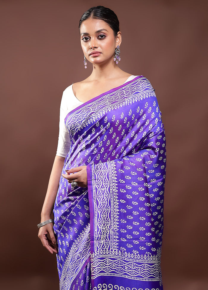 Blue Pure Bishnupuri Silk Saree Without Blouse Piece