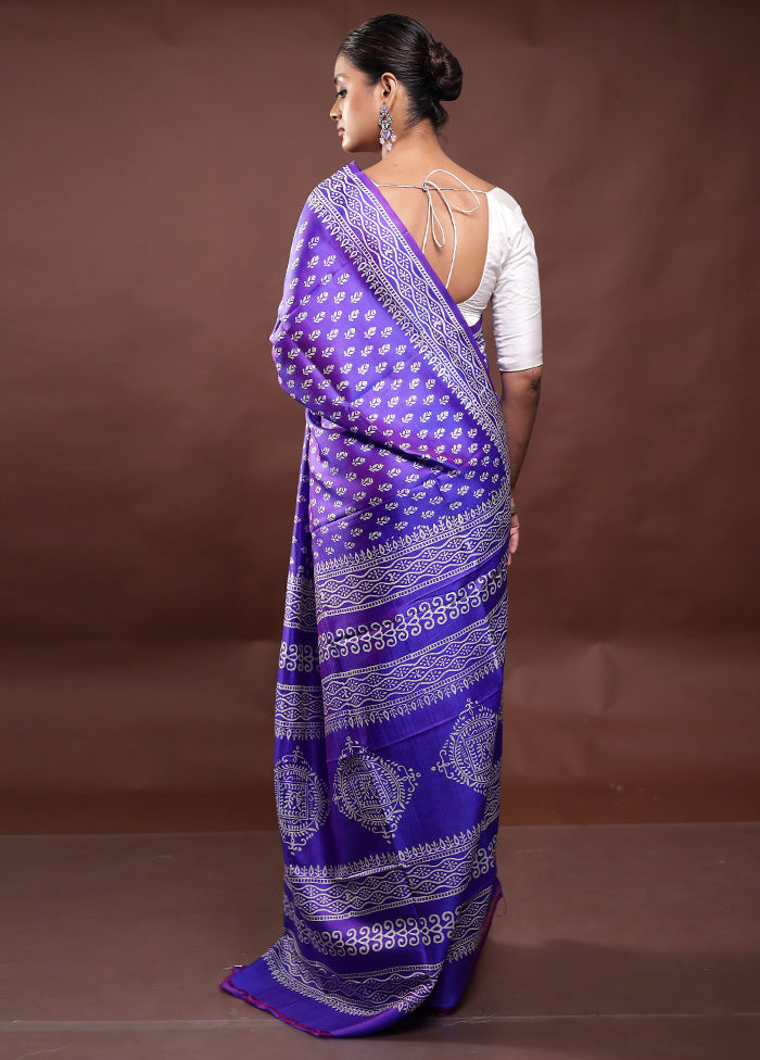 Blue Pure Bishnupuri Silk Saree Without Blouse Piece