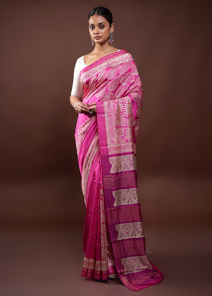 Pink Pure Bishnupuri Silk Saree Without Blouse Piece