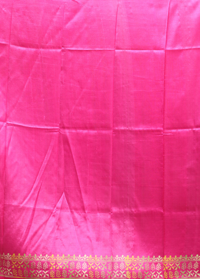 Pink Pure Bishnupuri Silk Saree Without Blouse Piece