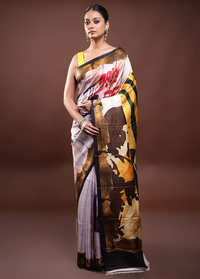 Multicolor Printed Pure Silk Saree Without Blouse Piece