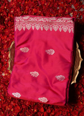 Pink Handloom Katan Pure Silk Saree With Blouse Piece