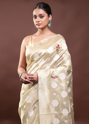 Cream Tissue Silk Saree With Blouse Piece