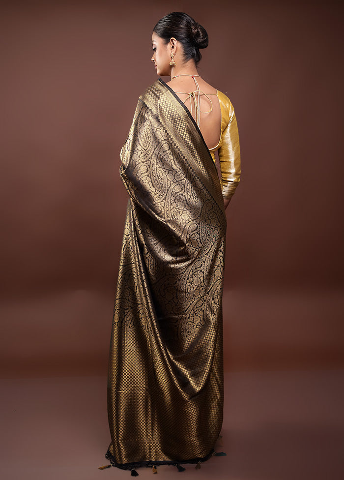 Golden Dupion Silk Saree With Blouse Piece