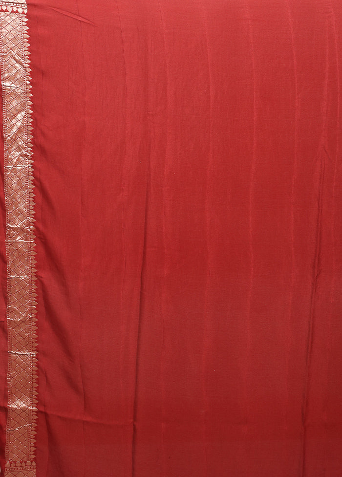 Maroon Handloom Pure Georgette Saree With Blouse Piece