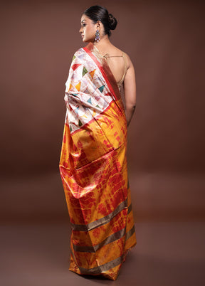 Multicolor Handloom Tussar Pure Silk Saree With Blouse Piece