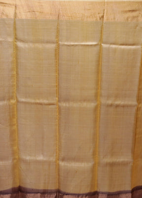 Yellow Handloom Tussar Pure Silk Saree With Blouse Piece