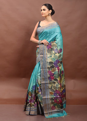 Multicolor Handloom Tussar Pure Silk Saree With Blouse Piece