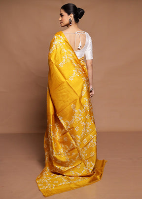 Yellow Pure Bishnupuri Silk Saree Without Blouse Piece