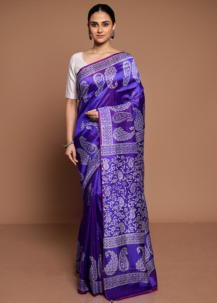 Purple Pure Bishnupuri Silk Saree Without Blouse Piece