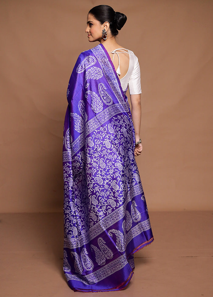 Purple Pure Bishnupuri Silk Saree Without Blouse Piece