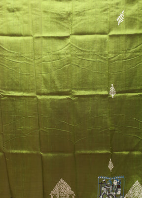 Green Pure Bishnupuri Silk Saree Without Blouse Piece