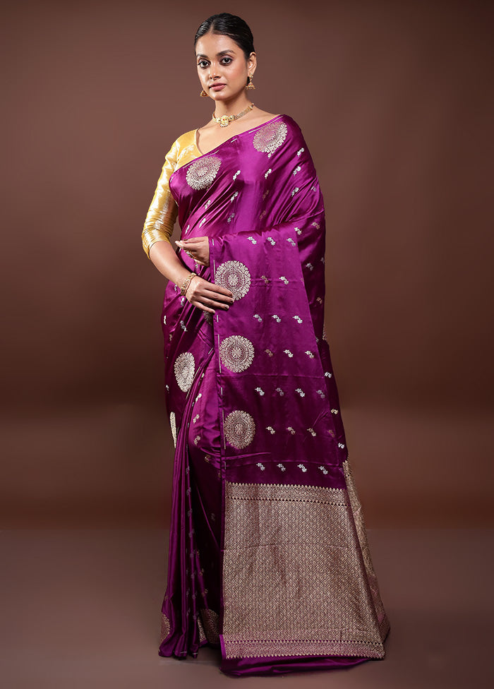 Purple Dupion Silk Saree With Blouse Piece