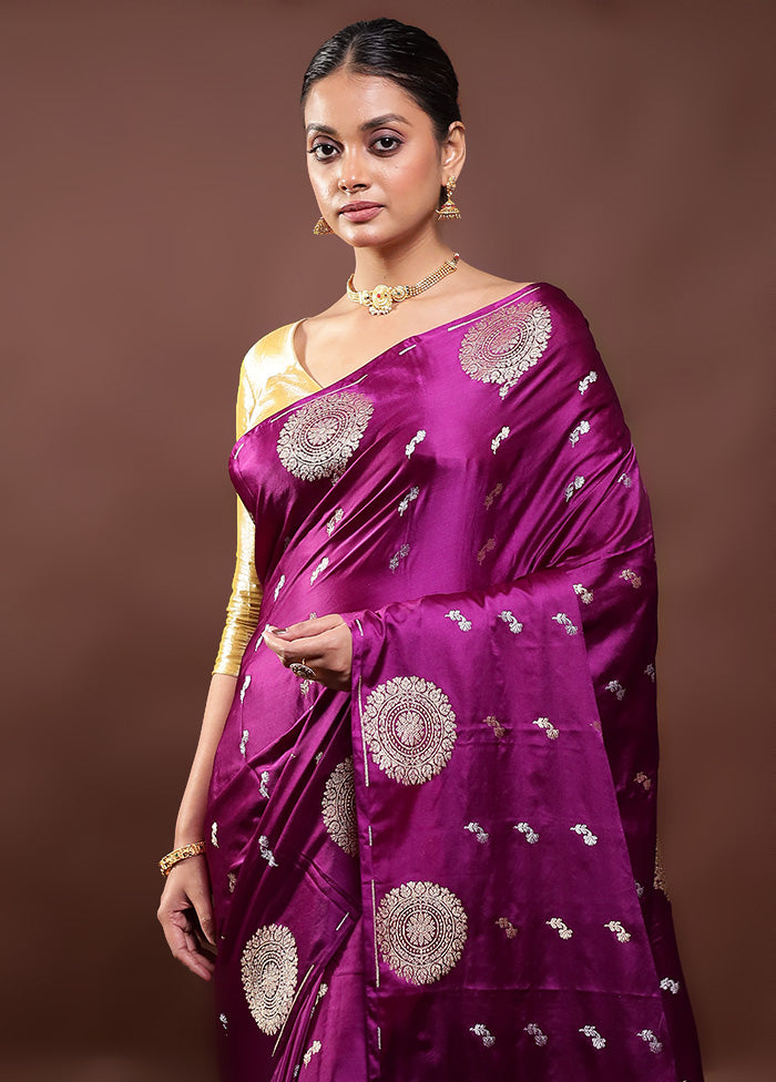 Purple Dupion Silk Saree With Blouse Piece