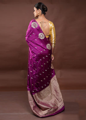 Purple Dupion Silk Saree With Blouse Piece