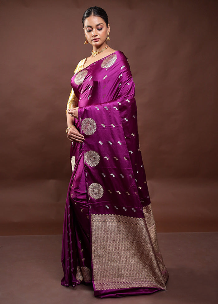 Purple Dupion Silk Saree With Blouse Piece