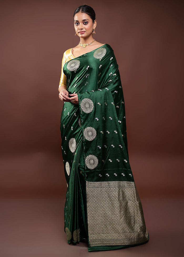 Green Dupion Silk Saree With Blouse Piece