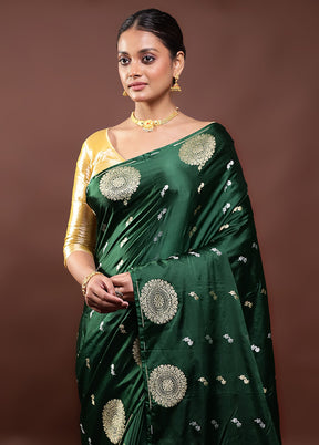 Green Dupion Silk Saree With Blouse Piece