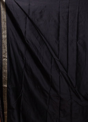 Black Dupion Silk Saree With Blouse Piece