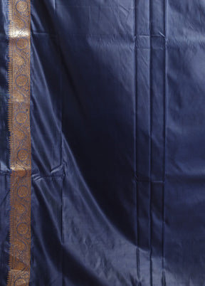 Blue Banarasi Silk Saree With Blouse Piece