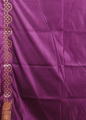 Purple Banarasi Silk Saree With Blouse Piece