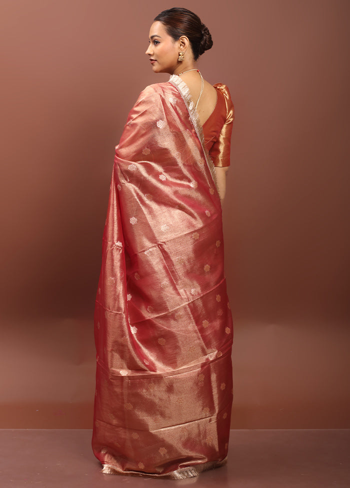 Pink Tissue Silk Saree With Blouse Piece