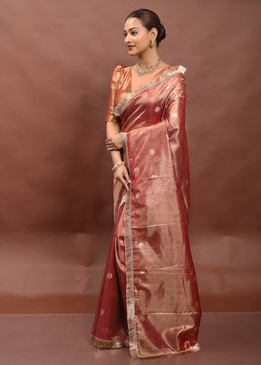 Pink Tissue Silk Saree With Blouse Piece