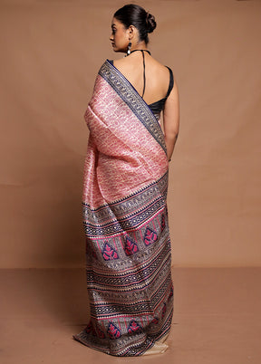 Cream Printed Pure Silk Saree Without Blouse Piece