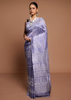 Grey Printed Pure Silk Saree Without Blouse Piece