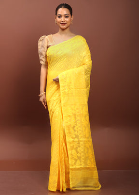 Yellow Tant Jamdani Saree Without Blouse Piece