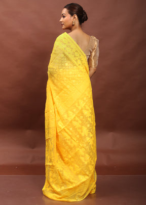 Yellow Tant Jamdani Saree Without Blouse Piece