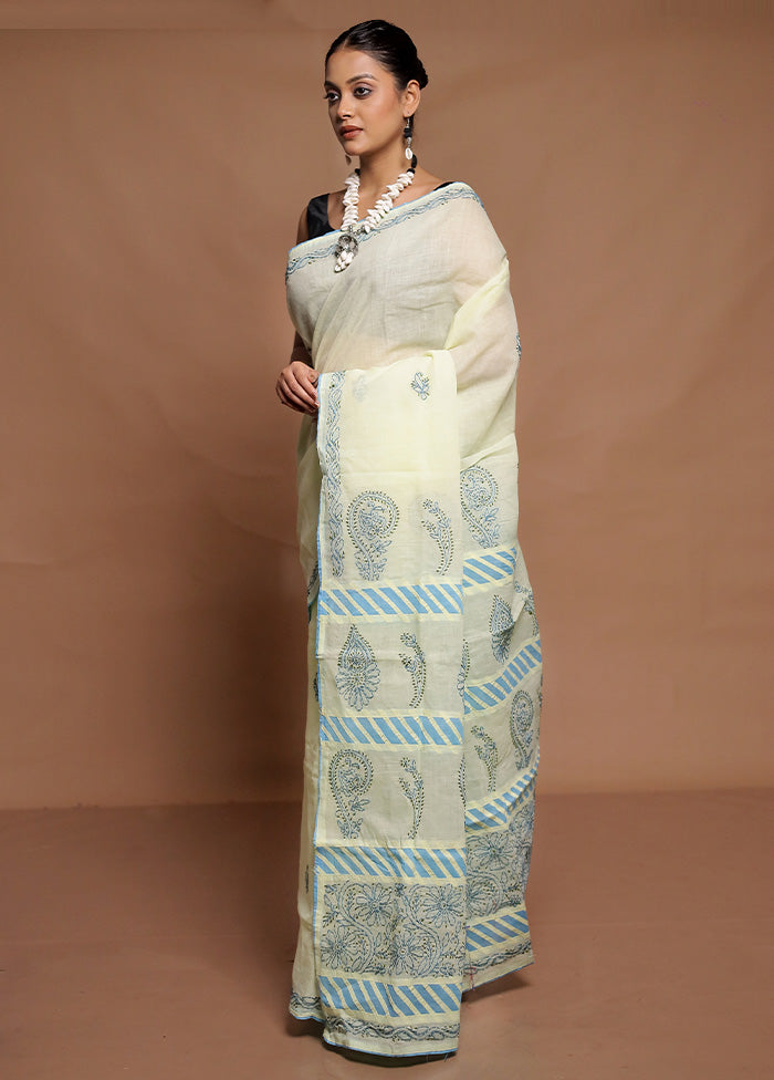 Cream Chikankari Saree With Blouse Piece