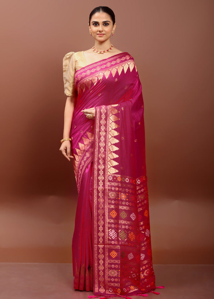 Pink Dupion Silk Saree With Blouse Piece