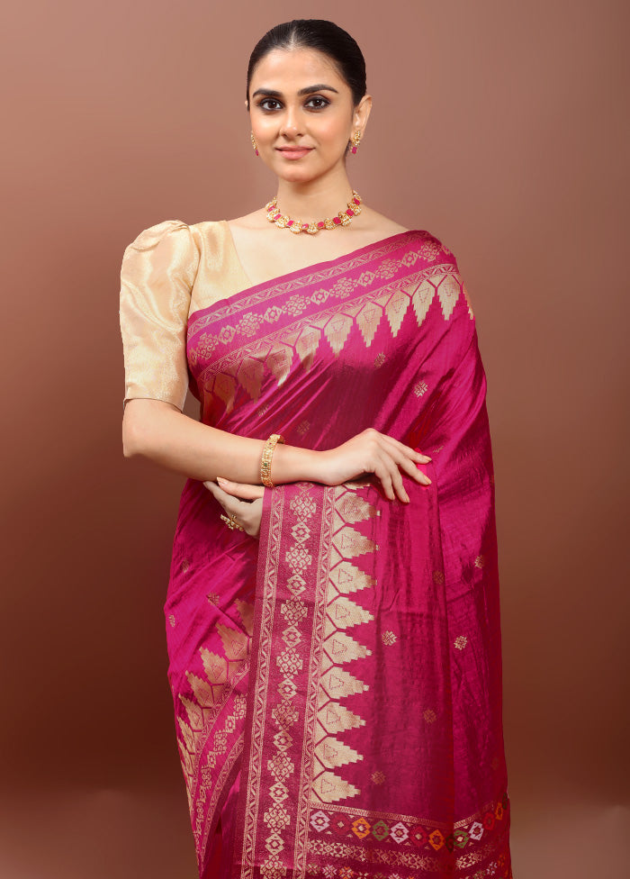 Pink Dupion Silk Saree With Blouse Piece