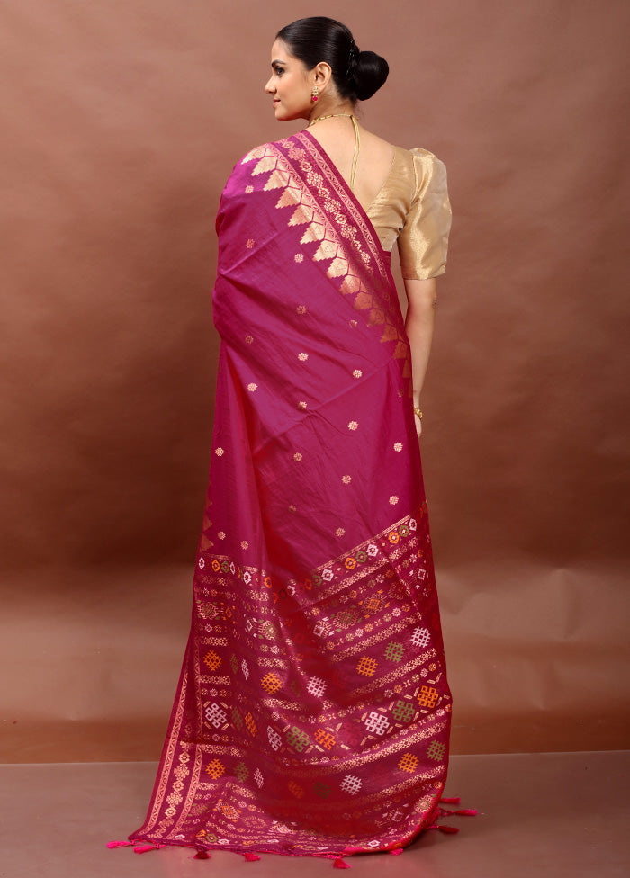 Pink Dupion Silk Saree With Blouse Piece