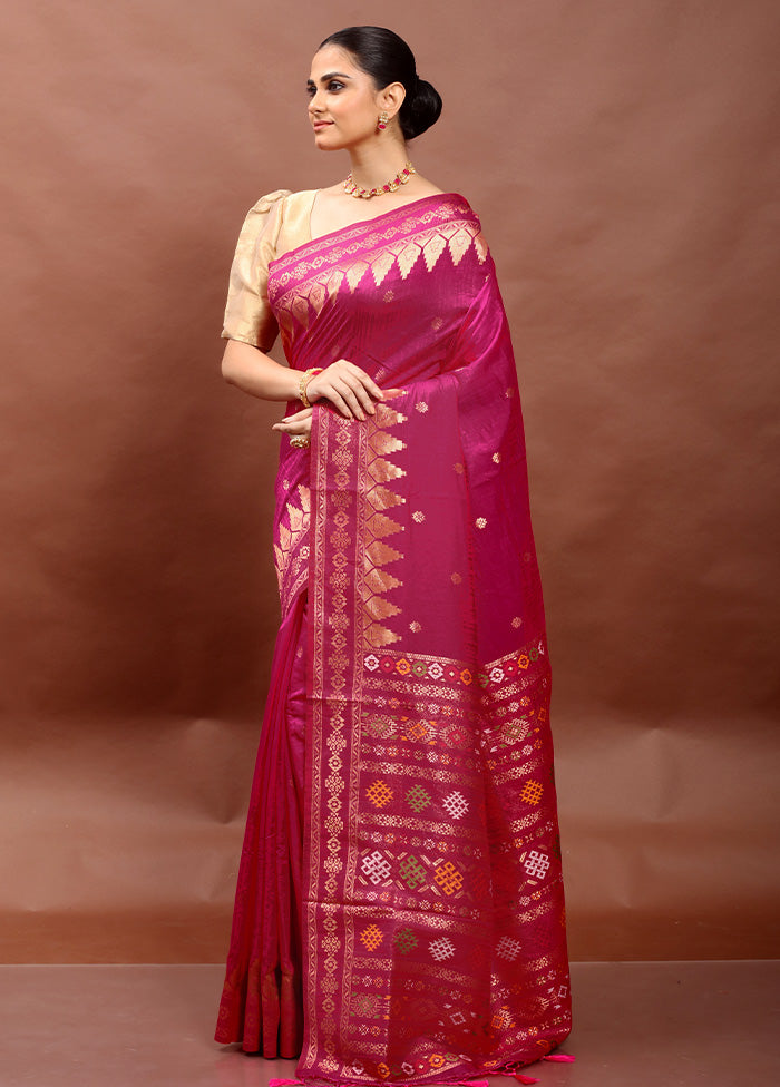 Pink Dupion Silk Saree With Blouse Piece